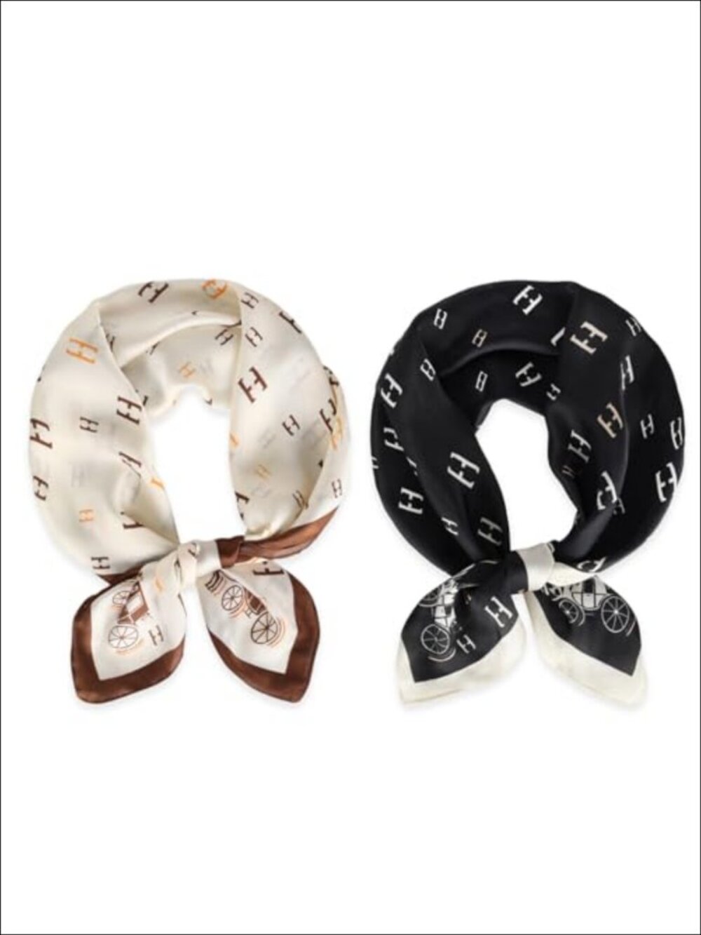 Silk Satin Hair Scarf Bandana Neck Wrap Letter Print 27.5 in